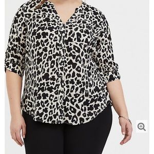 DISNEY MINNIE MOUSE & LEOPARD CHALLIS BLOUSE